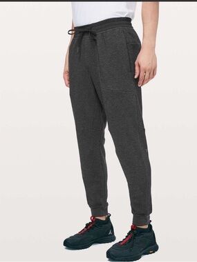 Lululemon at Ease Men's Charcoal Knit Jogger Pants with Elastic Waist